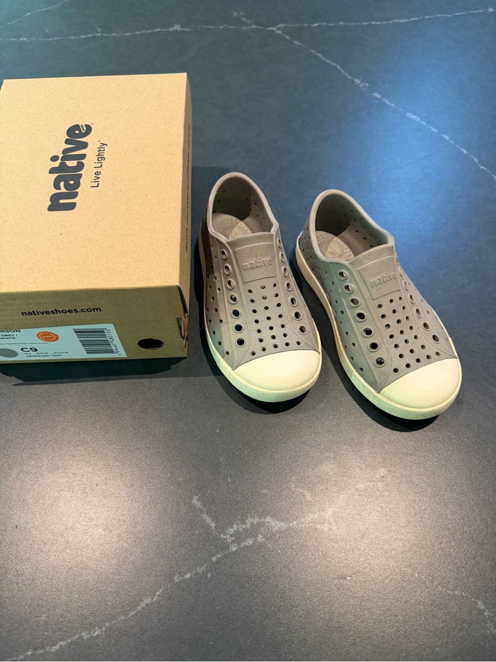 Native Kids Jefferson Slip-On Shoes - Pigeon Grey/Shell White